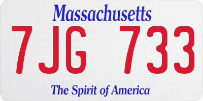 MA license plate 7JG733