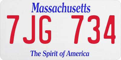 MA license plate 7JG734