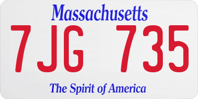MA license plate 7JG735