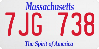 MA license plate 7JG738