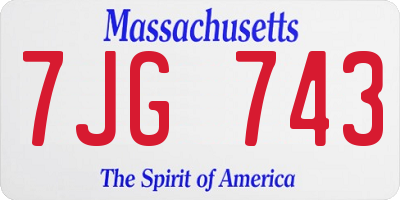 MA license plate 7JG743