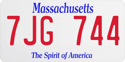 MA license plate 7JG744
