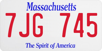 MA license plate 7JG745