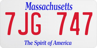 MA license plate 7JG747
