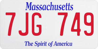 MA license plate 7JG749