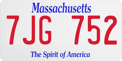 MA license plate 7JG752