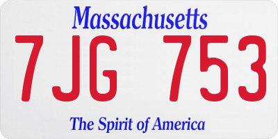MA license plate 7JG753