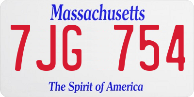 MA license plate 7JG754