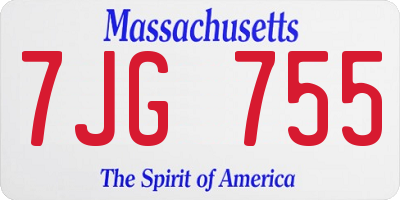 MA license plate 7JG755