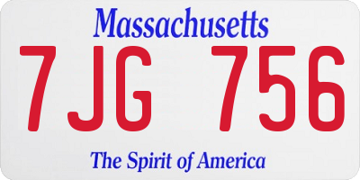 MA license plate 7JG756