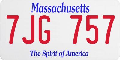 MA license plate 7JG757