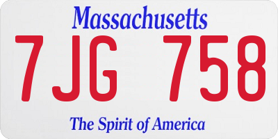 MA license plate 7JG758