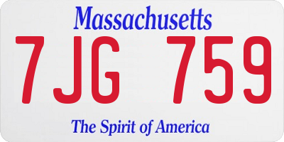 MA license plate 7JG759