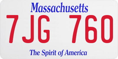 MA license plate 7JG760