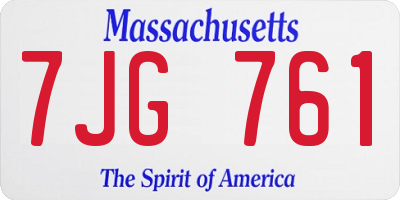 MA license plate 7JG761