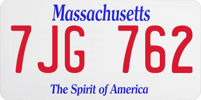 MA license plate 7JG762