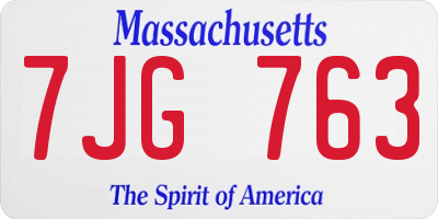 MA license plate 7JG763