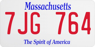 MA license plate 7JG764