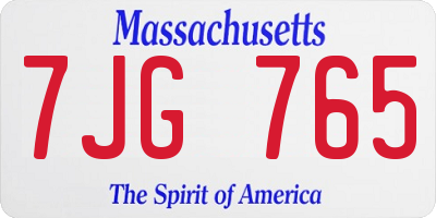 MA license plate 7JG765