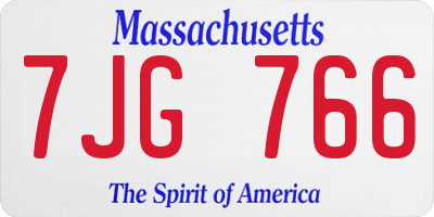 MA license plate 7JG766