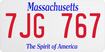 MA license plate 7JG767