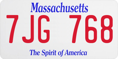 MA license plate 7JG768