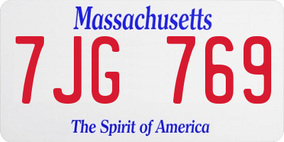 MA license plate 7JG769