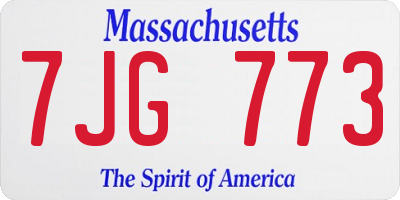 MA license plate 7JG773