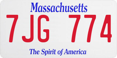MA license plate 7JG774