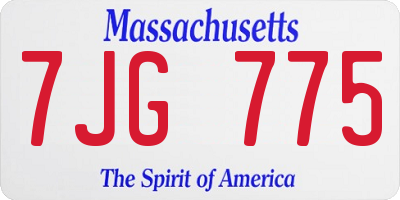 MA license plate 7JG775