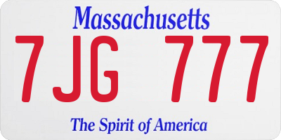 MA license plate 7JG777