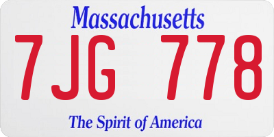 MA license plate 7JG778