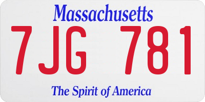 MA license plate 7JG781