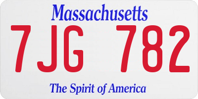 MA license plate 7JG782