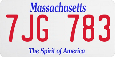 MA license plate 7JG783