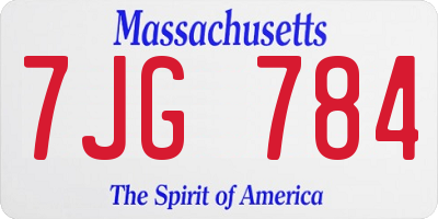 MA license plate 7JG784