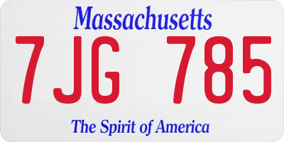 MA license plate 7JG785