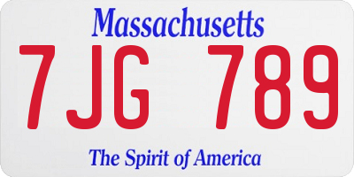 MA license plate 7JG789