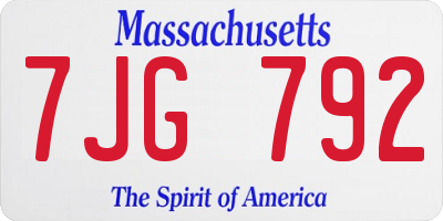 MA license plate 7JG792