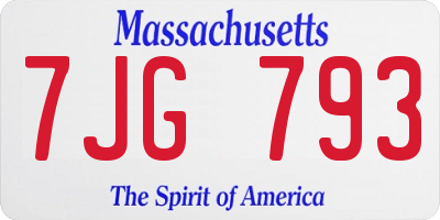 MA license plate 7JG793