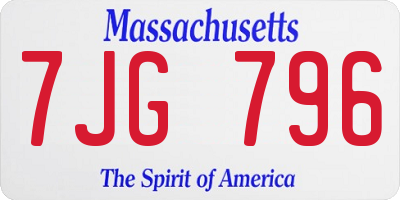MA license plate 7JG796