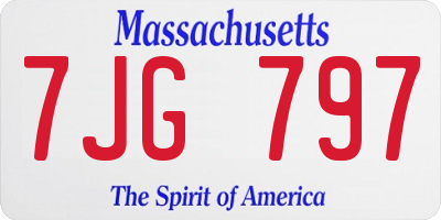 MA license plate 7JG797