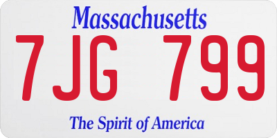 MA license plate 7JG799