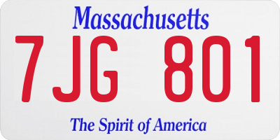 MA license plate 7JG801