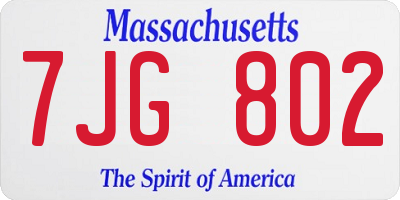MA license plate 7JG802