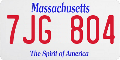 MA license plate 7JG804