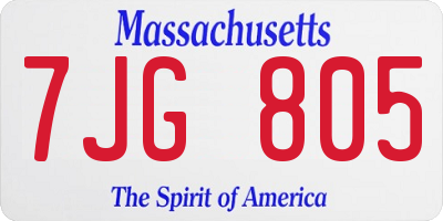 MA license plate 7JG805