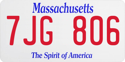 MA license plate 7JG806