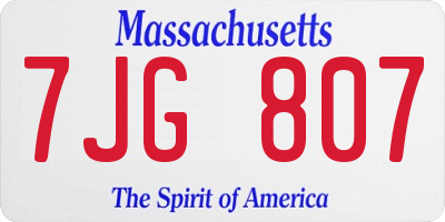 MA license plate 7JG807
