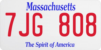 MA license plate 7JG808